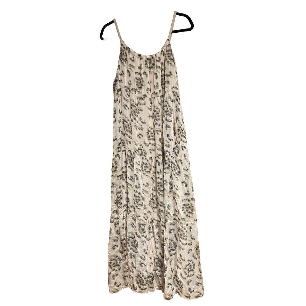 Elena Baldi Maxi Dress Blush Silk Blend Braided Straps Lined Tiered XL